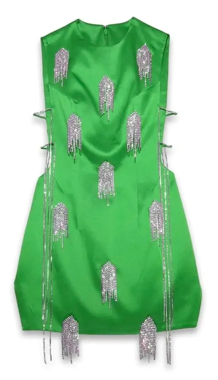 Kourh Onirique Crystal Mini Dress Green Size 12 photo 2