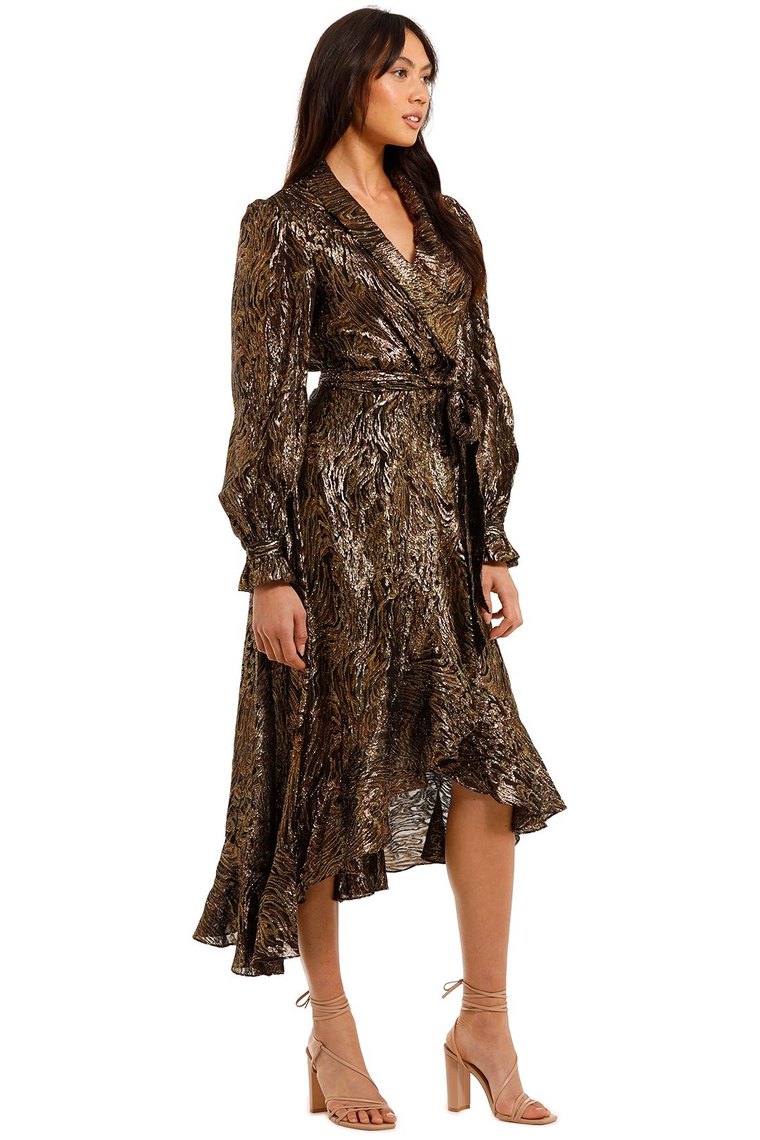 Quixote Midi Dress - Gold Dark photo 2