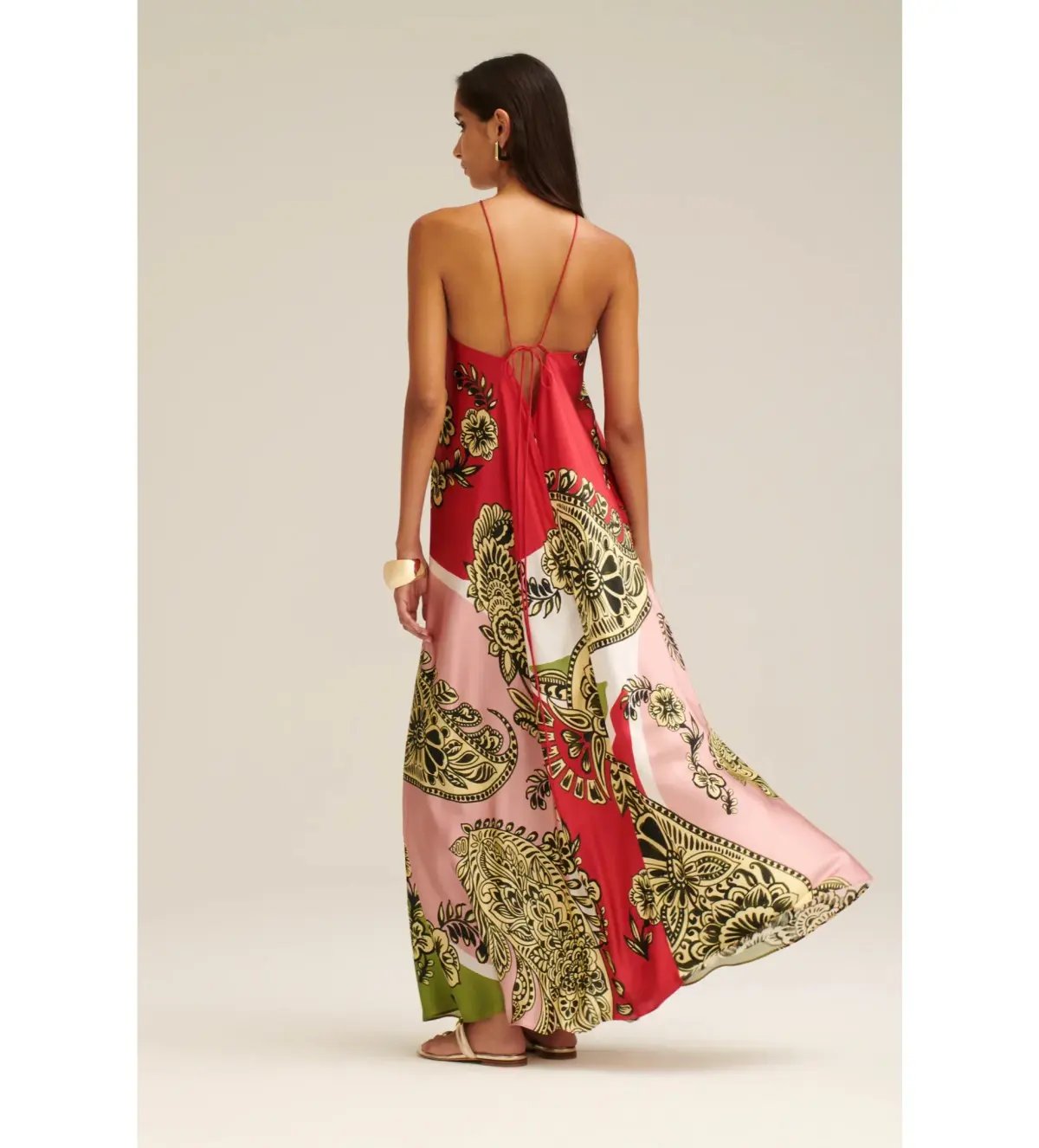 Scanlan Theodore Silk Harrow Print Maxi Dress Red/Pink Size AU 8 photo 3