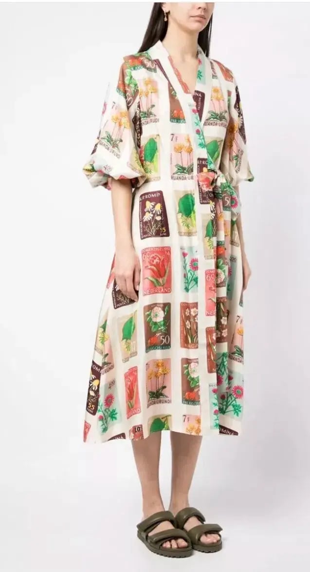 Oroton Stamp Wrap Midi Dress Multi Size 16 photo 6