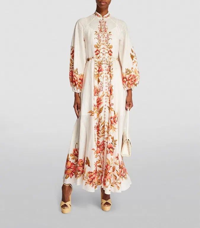 Zimmermann The Vacay Billow Long Dress in Peach Floral Size 4/Au 16 photo 7