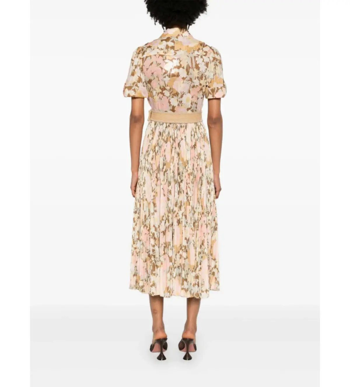 Zimmermann Pop Pleated Midi Shirtdress Gold/peach Floral Size 0 / AU  8 photo 2