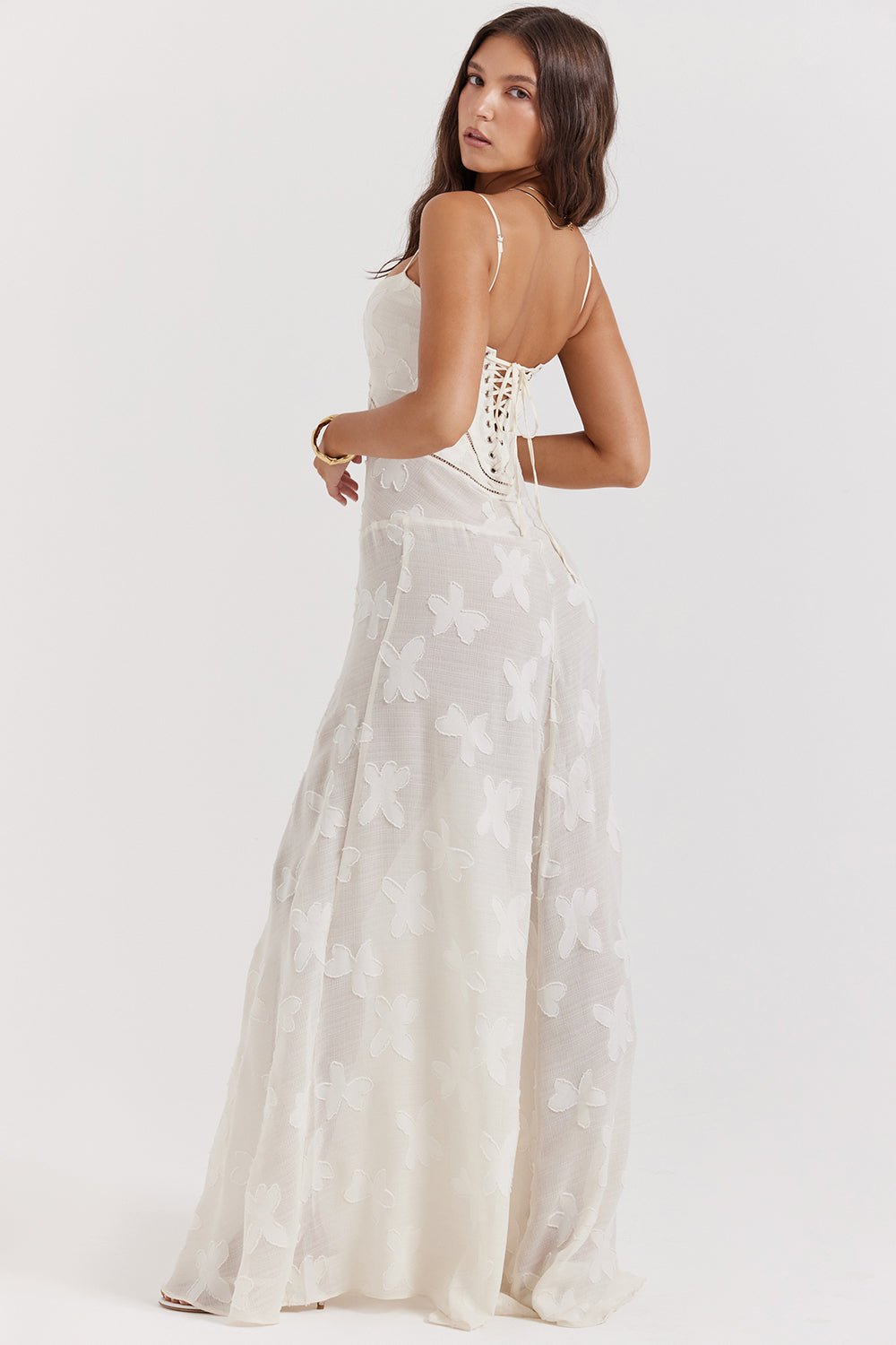 HOUSE OF CB SEREN FLORAL LACE BACK MAXI DRESS - VINTAGE CREAM photo 8