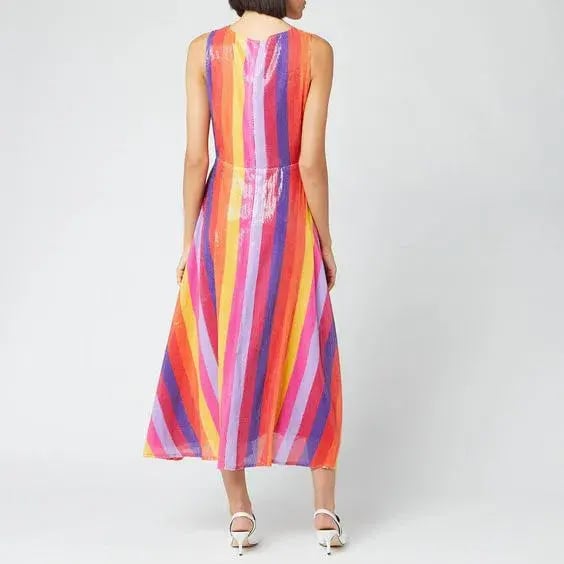 Olivia Rubin Thea Dress Rainbow Stripe Size 10 photo 2