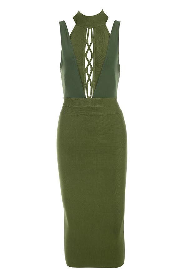 House of CB Caruso Midi Dress Green Size 8 photo 4