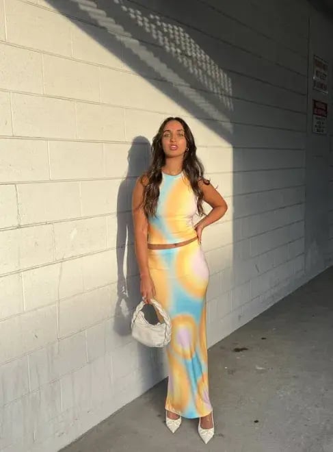 With Harper Lu Sunset Orb Maxi Set Print Size 6 photo 3