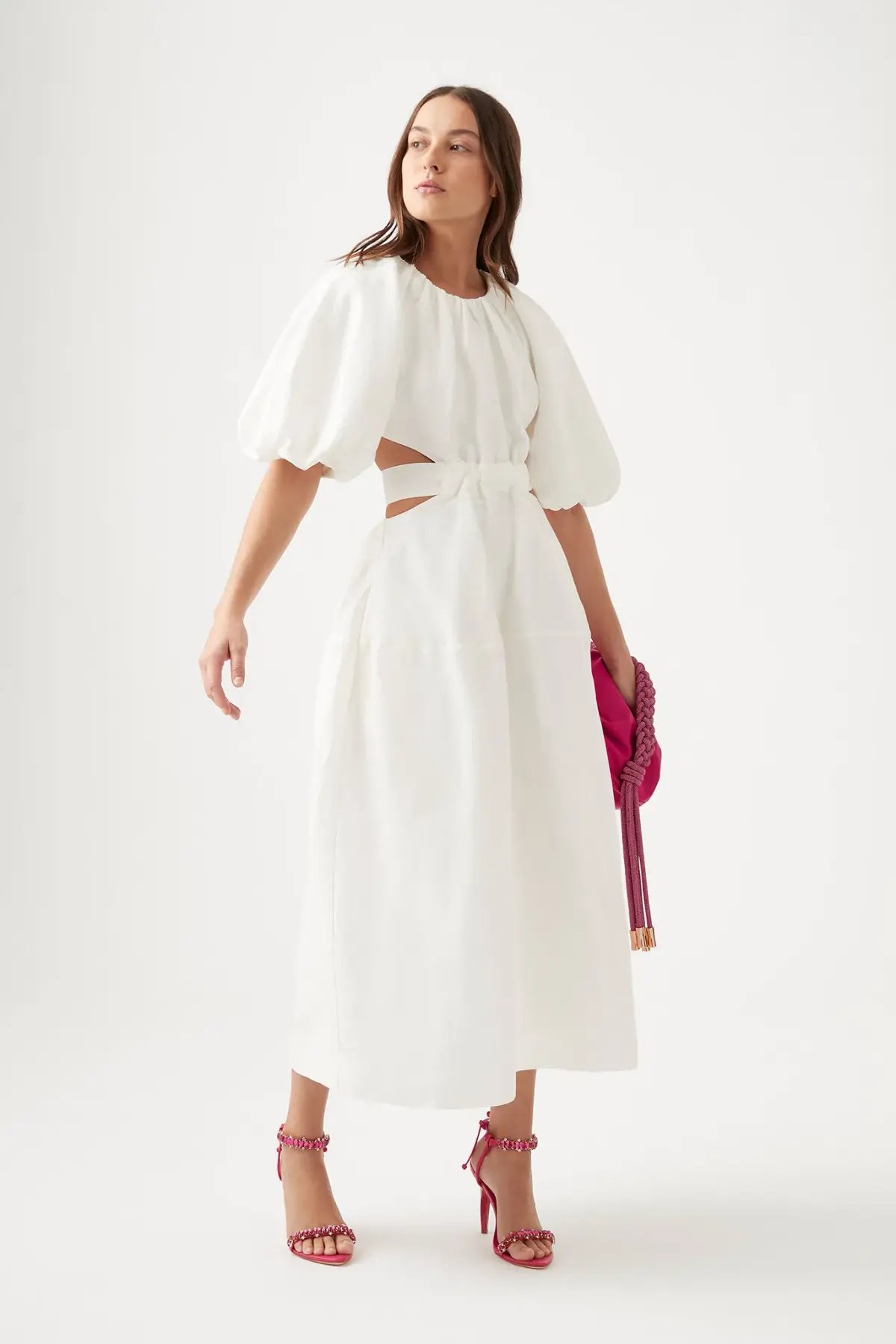 Aje Mimosa Cut Out Midi Dress Ivory Size 16 photo 2