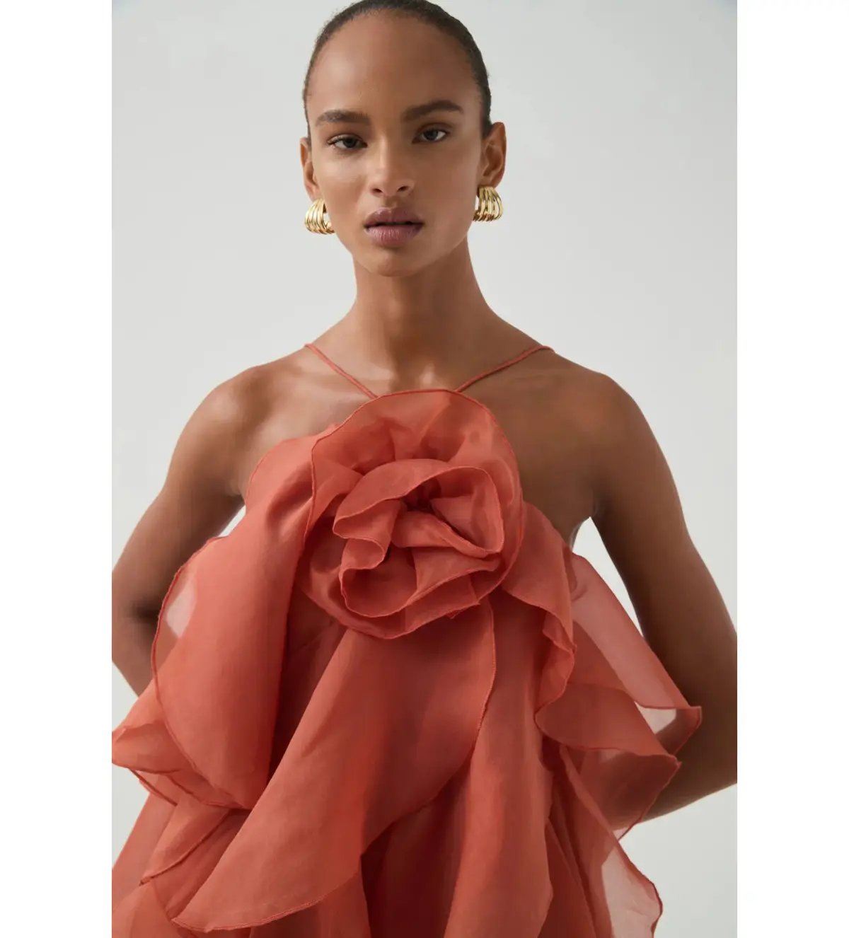 Aje Pandorea Layered Maxi Dress Coral Clay Size 6 photo 2