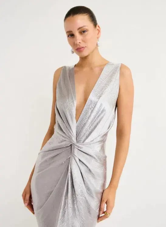 One Fell Swoop Gaia Dress In Mercury Silver Size AU 8 photo 2