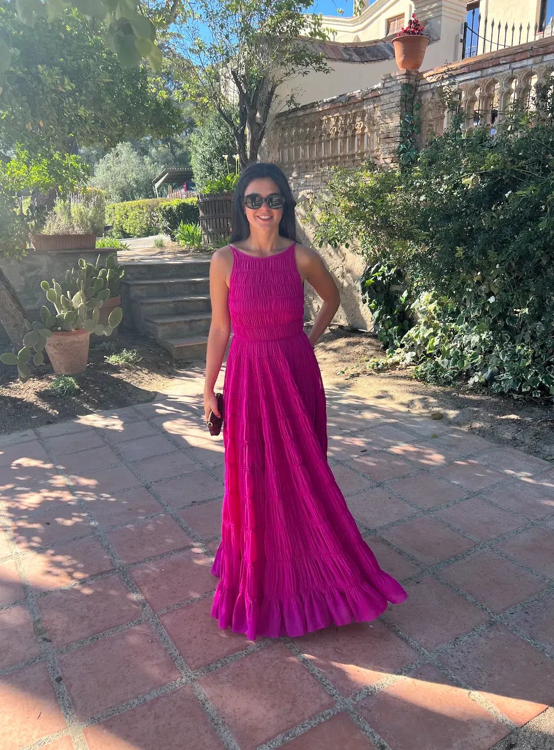 Aje Rosewood Ruched Maxi Dress Magenta Size AU 6 photo 3
