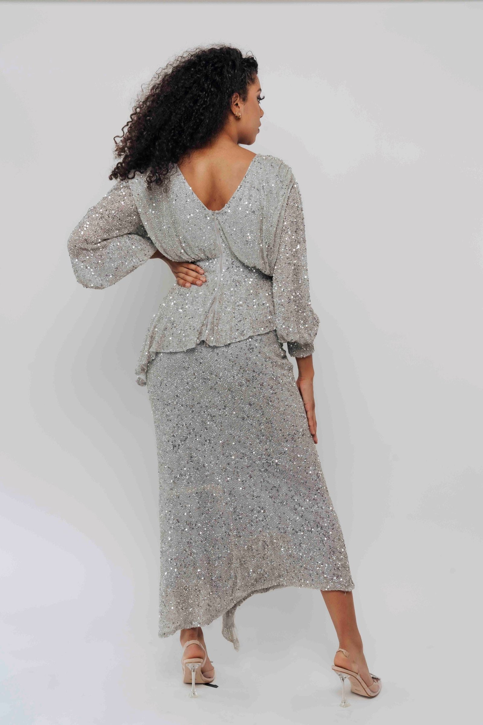 MALIKA V NECK MIDI BY MY SECRET WARDROBE SILVER photo 3