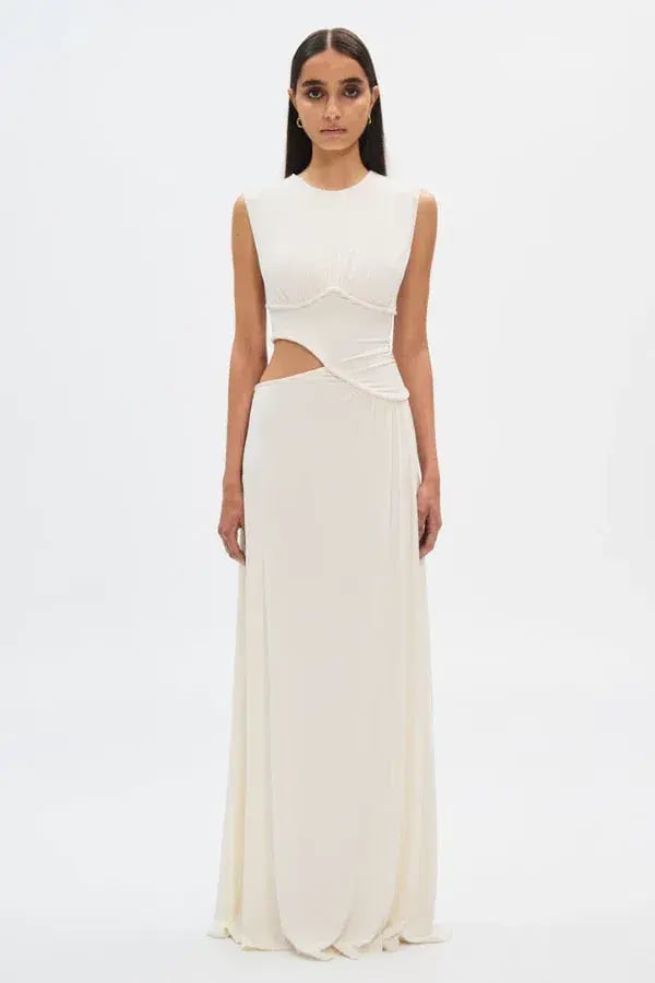 Misha The Sierra Jersey Gown Ivory White Size 12 photo 6