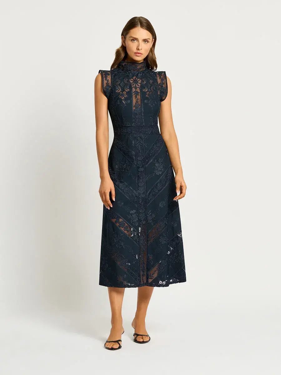 Moss and Spy Graceful Kristen Midi Dress Midnight Size AU 12 photo 3