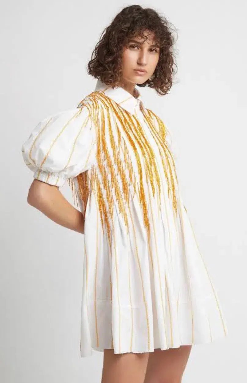 Aje Collective Beaded Mini Dress Ivory/Marigold Size 6 photo 2