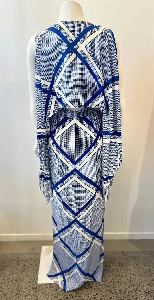 Sass & Bide The Flight Geometric Maxi Dress Blue/White Size AU 12 photo 8
