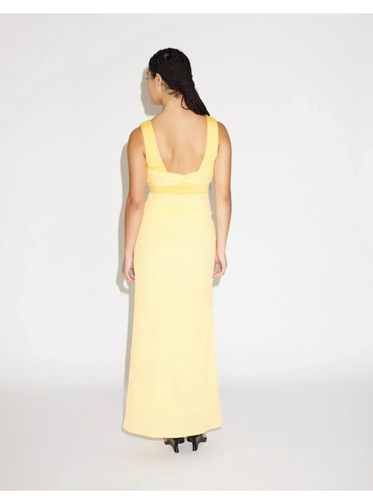Lover Samara Scoop Neck Twist Front Dress  Lemon Yellow Size AU 8 photo 3