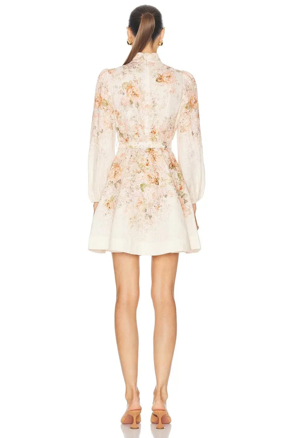Zimmermann The Illustration Buttoned Mini Dress in Cream Rococo Floral Size 3 / AU 14 photo 2