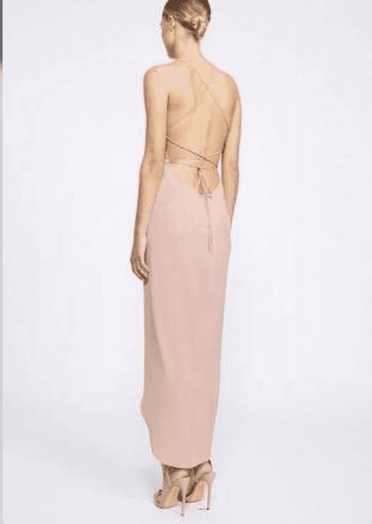 Shona joy lace up dress, cowl neck, dusty pink photo 2