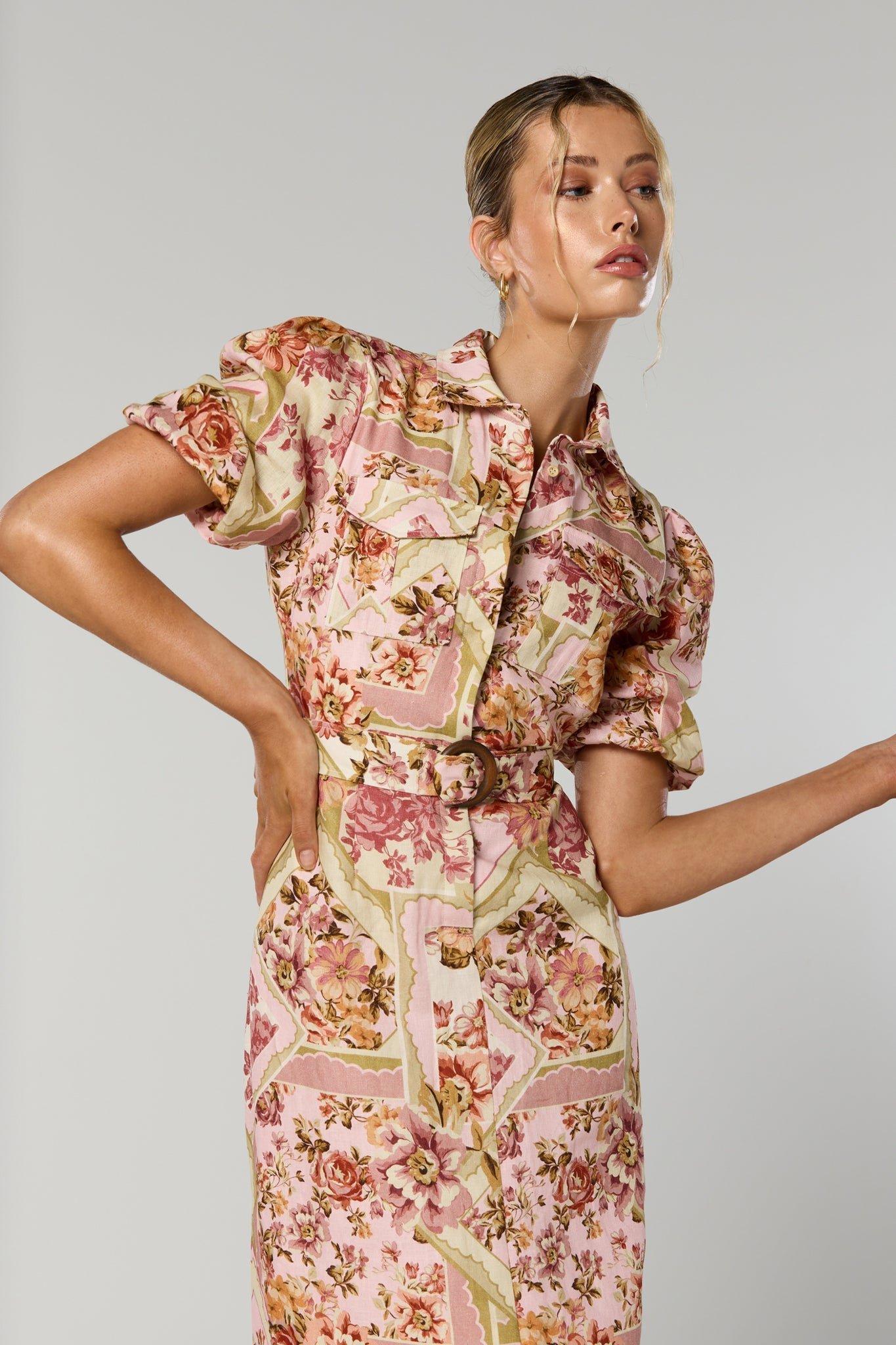WINONA VAUGHN BELTED MIDI DRESS - PRINT photo 3