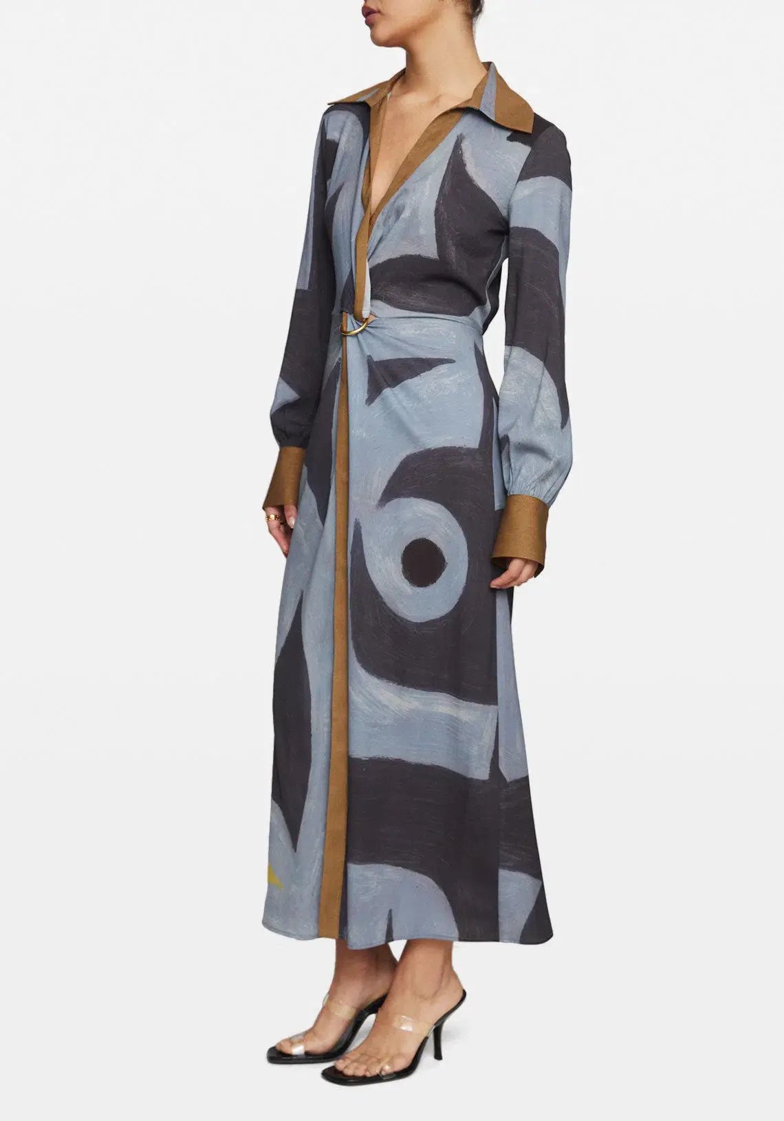 Manning Cartell Tiger Long Sleeve Silk Dress Print Size 6 photo 2