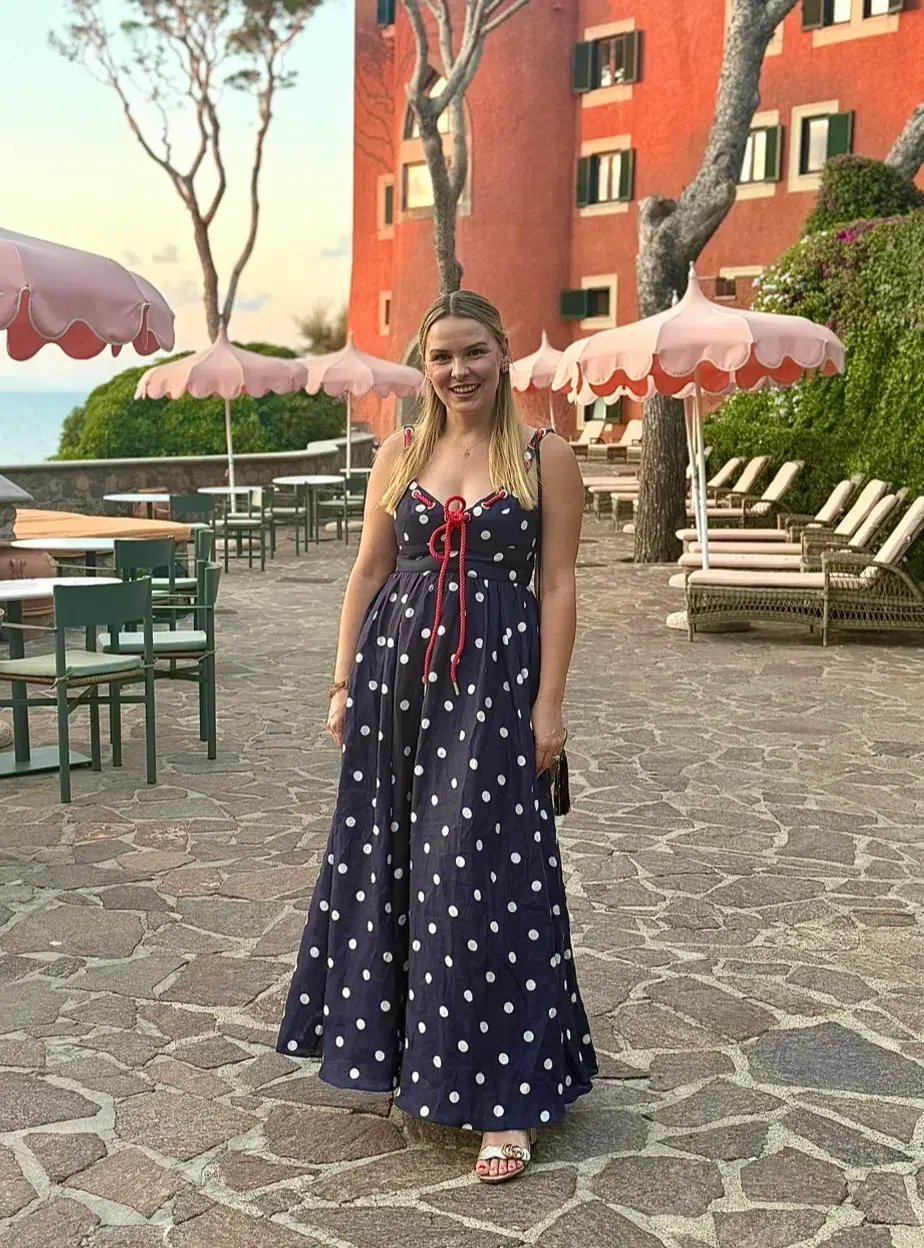 Zimmermann Scarborough Eyelet Maxi Dress in Blue Ivory Polka Dot Size 1 AU 10 photo 2
