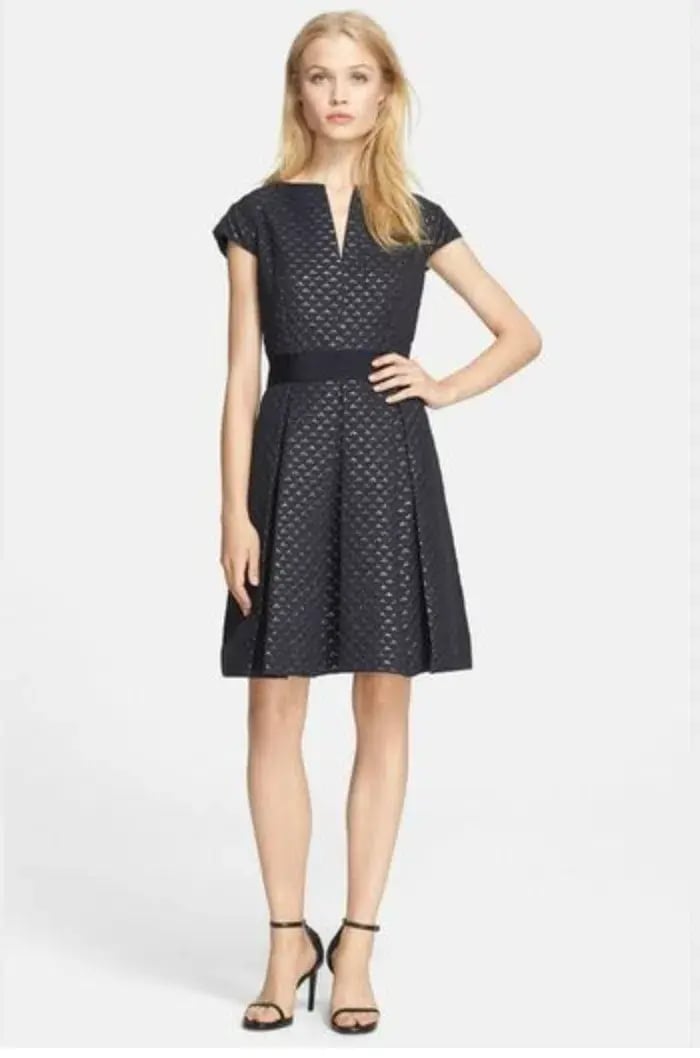 Ted Baker Carice Metallic Jacquard Capsleeve Mini Dress Black Size 0 / Au 6 photo 3