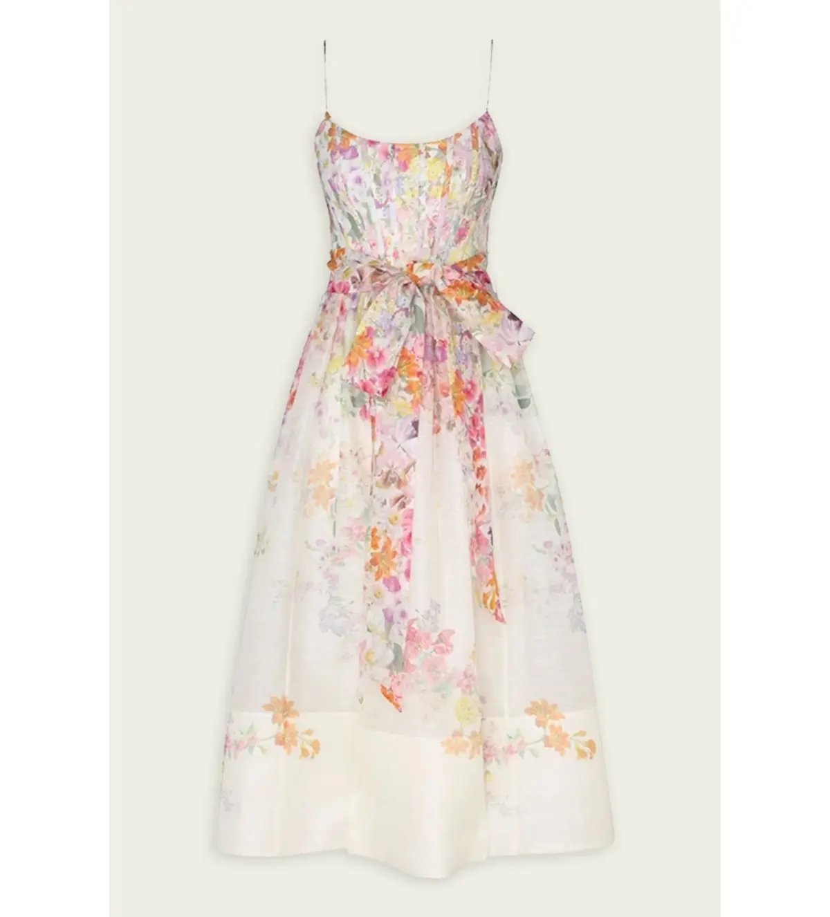 Zimmermann Natura Corset Midi Dress Kaleidoscope Garden Size 1/AU 10 photo 2