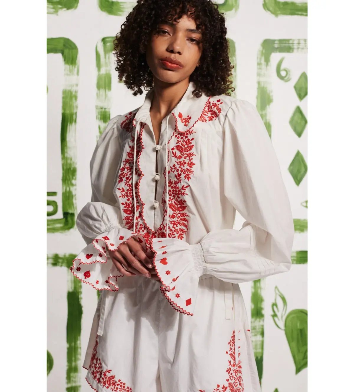 Alemais Hearts Embroidered Shirt and Short Set White Size AU 16 photo 2
