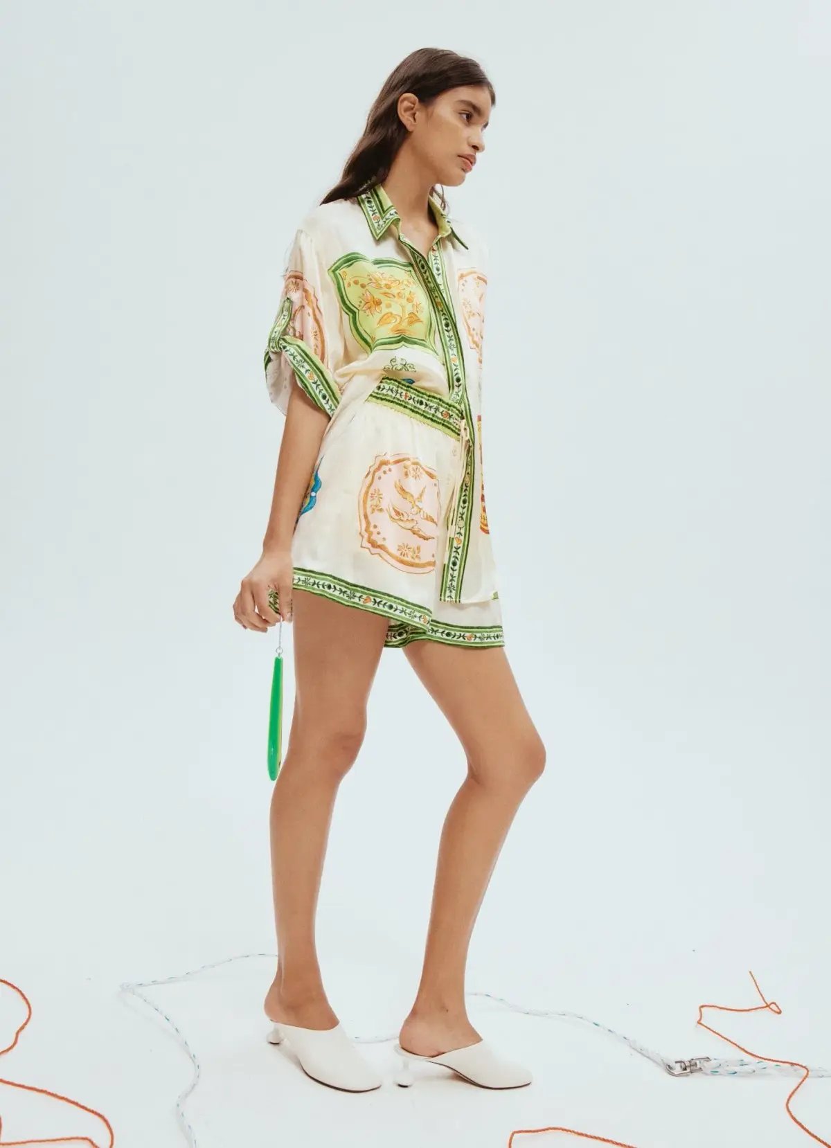 Alemais Porcelain Silk Shirt Size 6 and Shorts Size 4 Set Multi photo 5