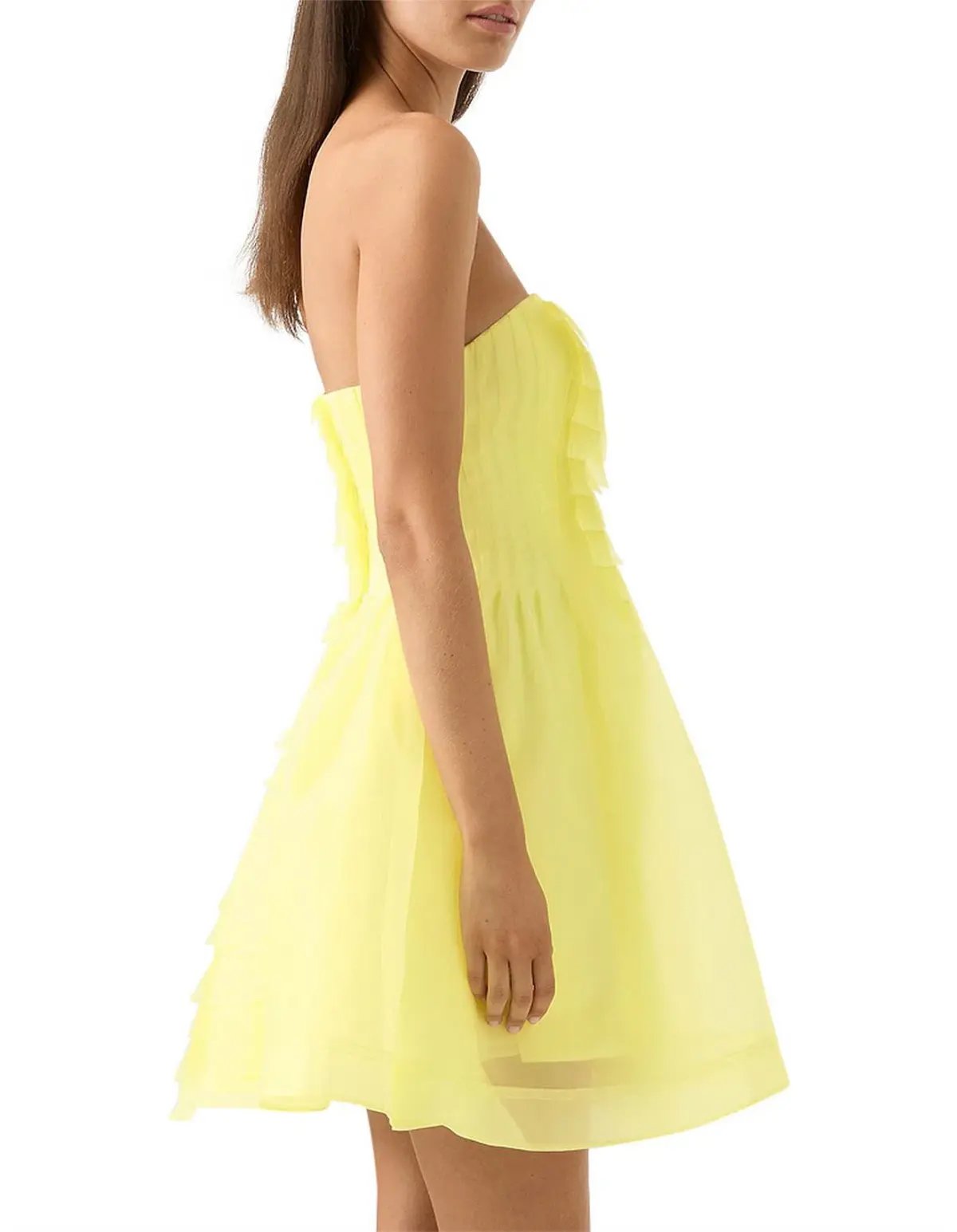 Aje Astrid Strapless Mini Dress Lemon Yellow Size 8 photo 2