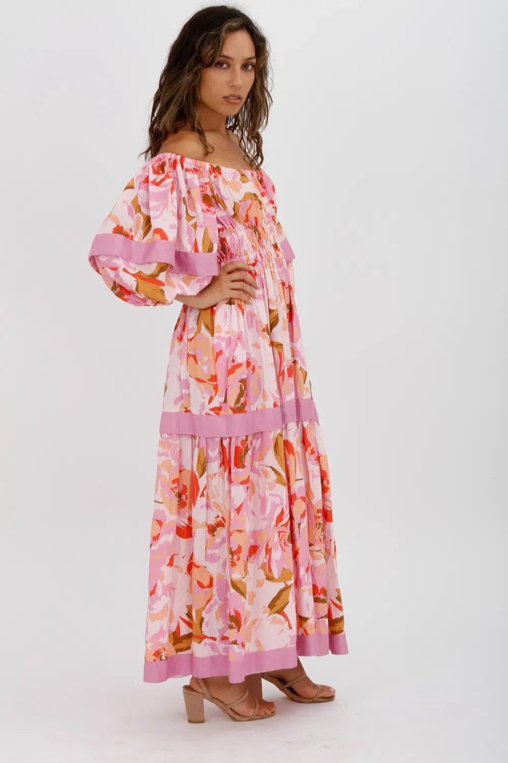 Acler Wayland Short Sleeve Printed Midi Dress Pink Floral Size 8 photo 10