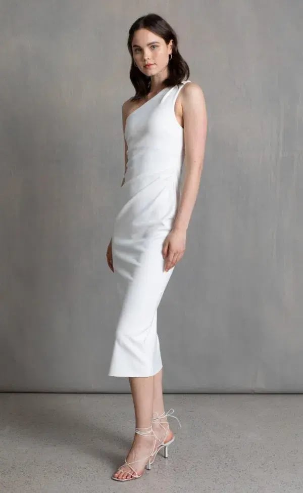 Bec & Bridge Be Mine Asym Midi Dress Ivory Size 10 / M photo 2