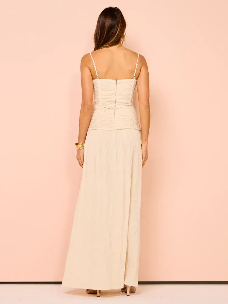 Manning Cartell Double Time Pleat Maxi Dress Nougat Size 8 photo 3