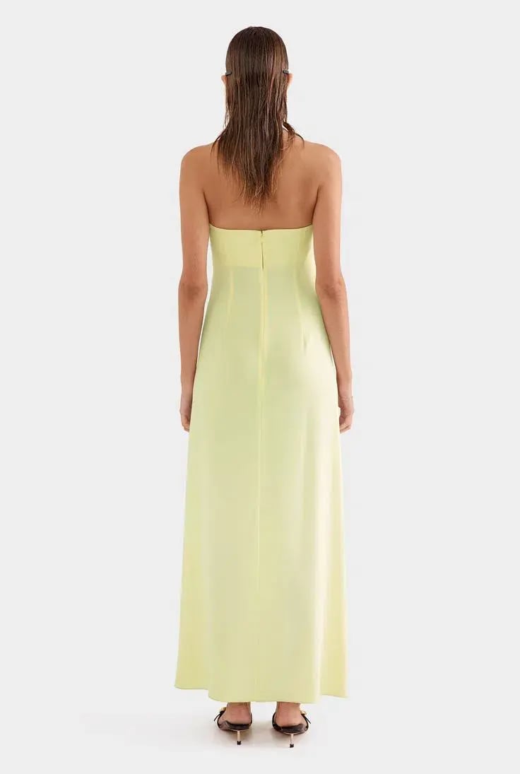 Venroy Beaded Strapless Maxi Dress Yellow Size XS / AU Size 6 photo 3
