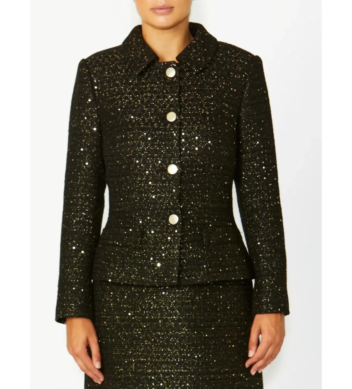 Anthea Crawford Cara Tweed Jacket Black One Size photo 4