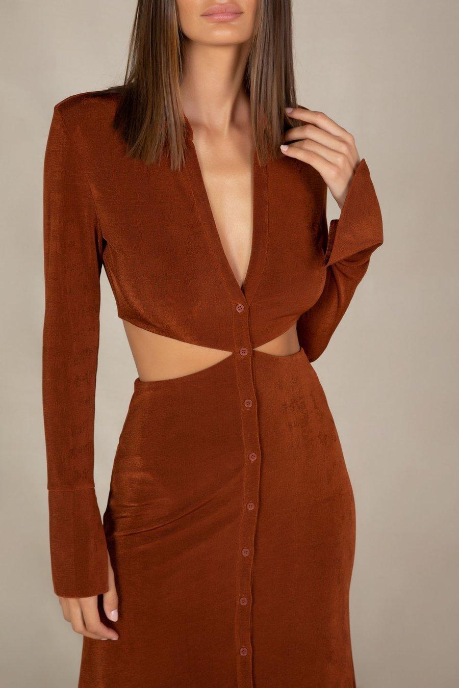 MISHA Salona Midi Dress Brown Size 12 photo 2