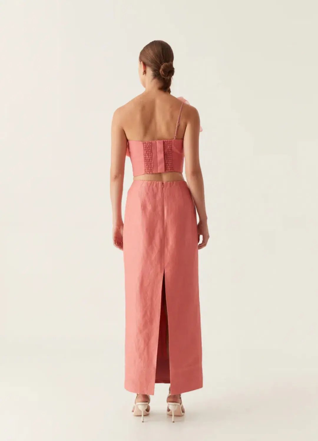 Aje Flame Crop Top and Mary Column Maxi Skirt Set in Guava Pink Size 10 photo 3