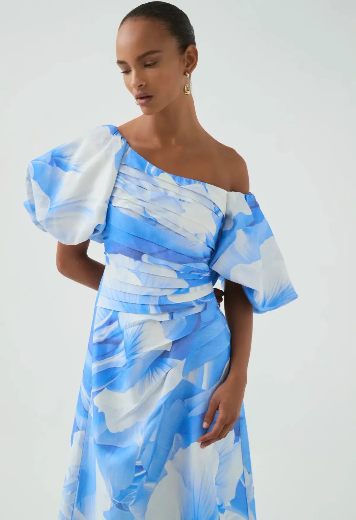 Aje Cadence Ruched Midi Dress Blue Size 12 photo 2