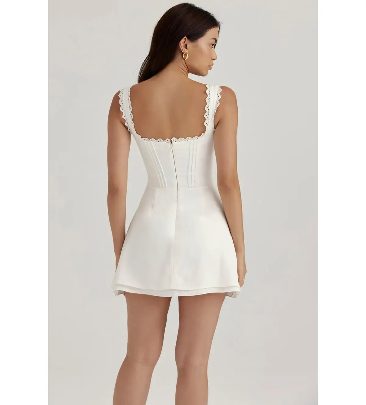 House Of CB Tilly Pin Tuck Mini Dress White Size XS / AU 6 photo 3