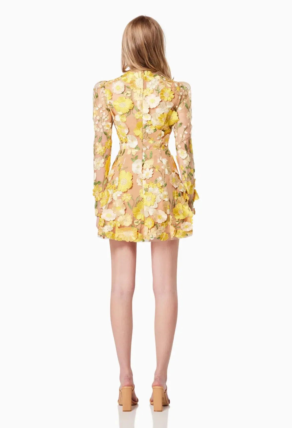 Elliatt Goldenvoice 3D Floral Mini Dress Yellow Size L / AU 12 photo 3