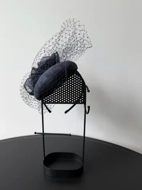 Millinery Headpiece With Raffia Flowers and Veil photo 3