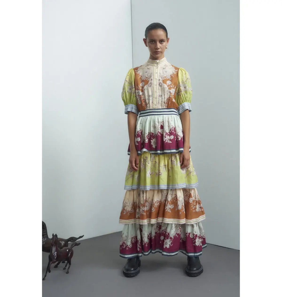 Alemais Marlow Frill Midi Dress Multi Size AU 14 photo 2