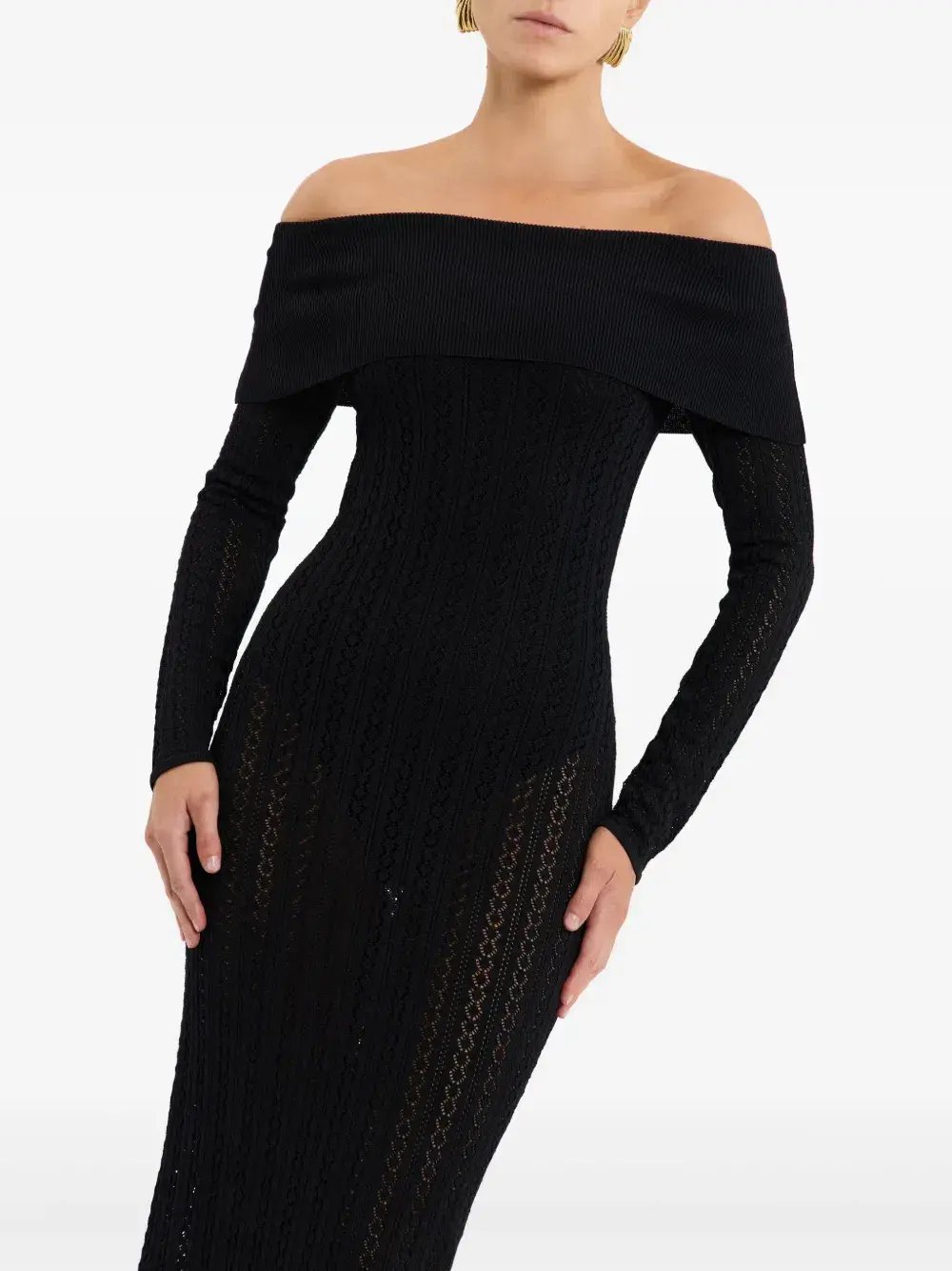 Rebecca Vallance Lorelei Off-shoulder Knitted Black Size AU 8 photo 5