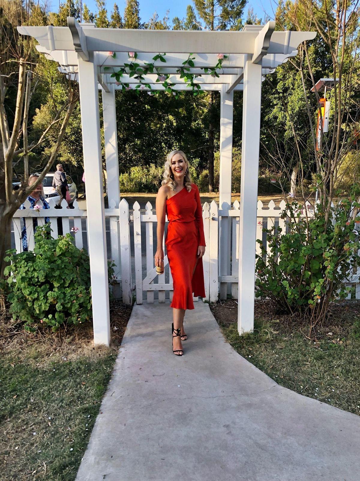 Bec & Bridge Classic One Shoulder 'Fire Red' Dress Size 6 photo 4