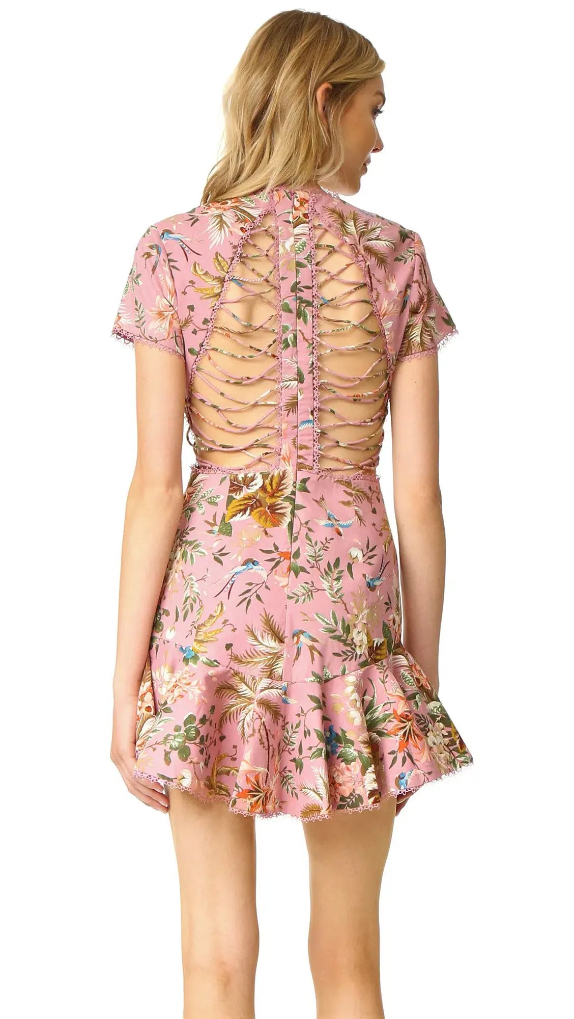 Zimmermann Tropicale Lattice Mini Dress Floral Size 1 / Au 10 photo 7