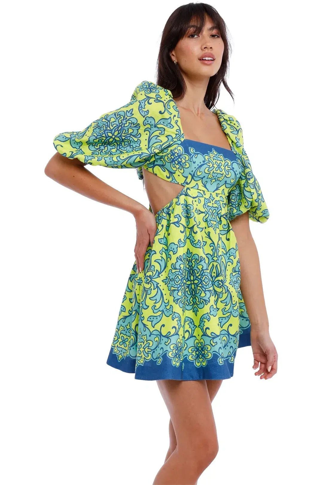 Zimmermann Nina Cut Out Mini Dress Print Size 3 photo 3