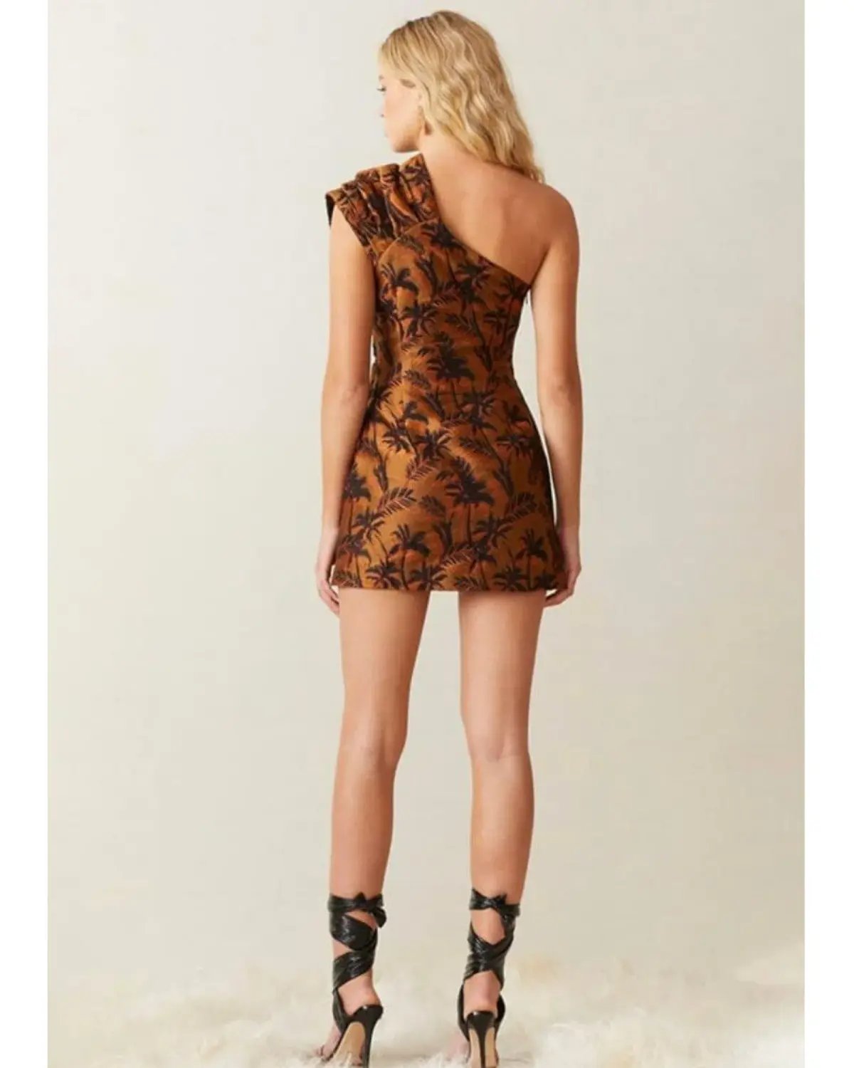 Bec & Bridge Far Out Asymmetrical Mini Dress Brown Print Size AU 10 photo 2