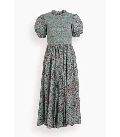 Alemais Frances Midi Dress Blue Pink Floral Size 8 photo 4