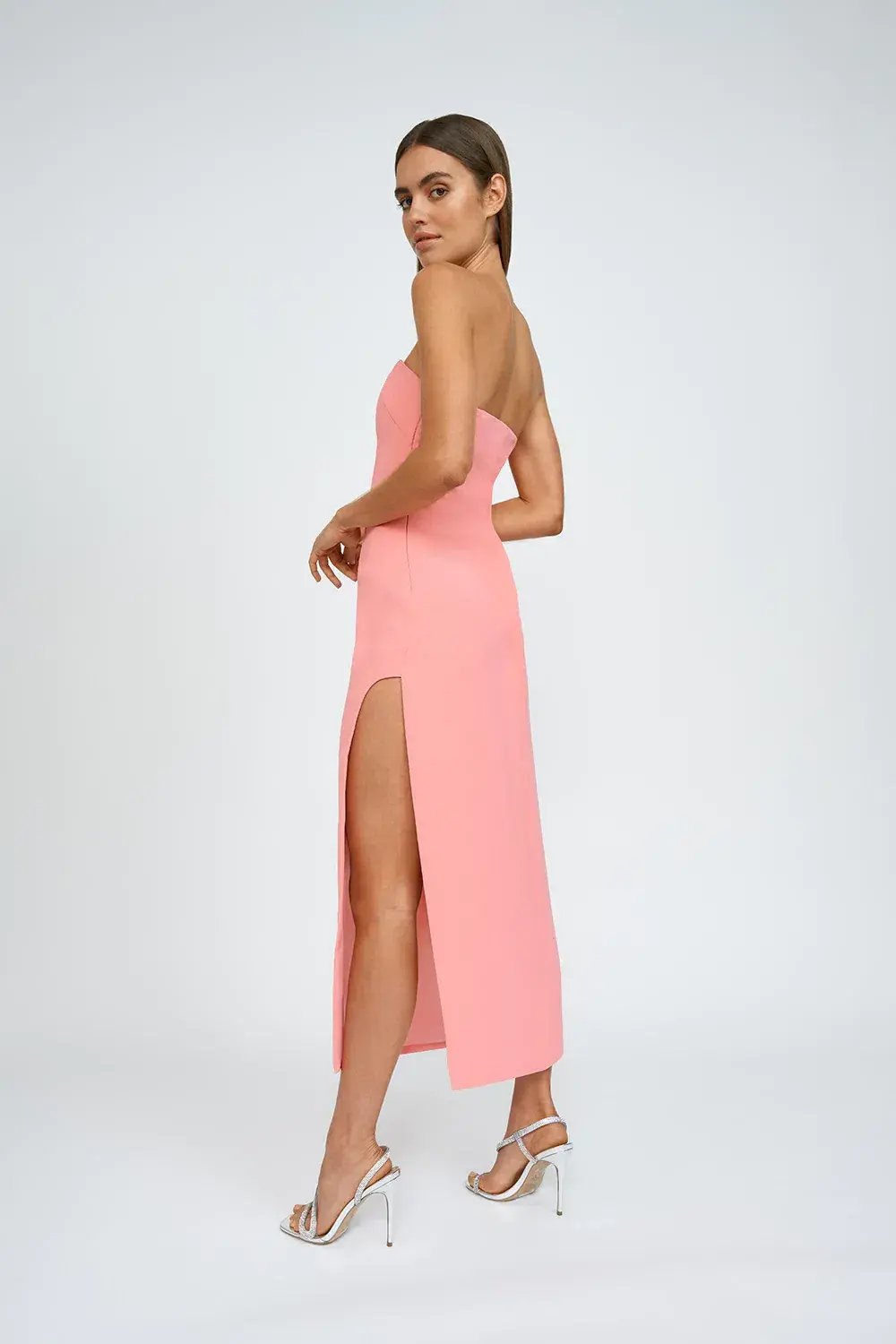 By Johnny Ginny Scoop Split Midi Dress Melon Pink Size XS / AU 6 photo 3