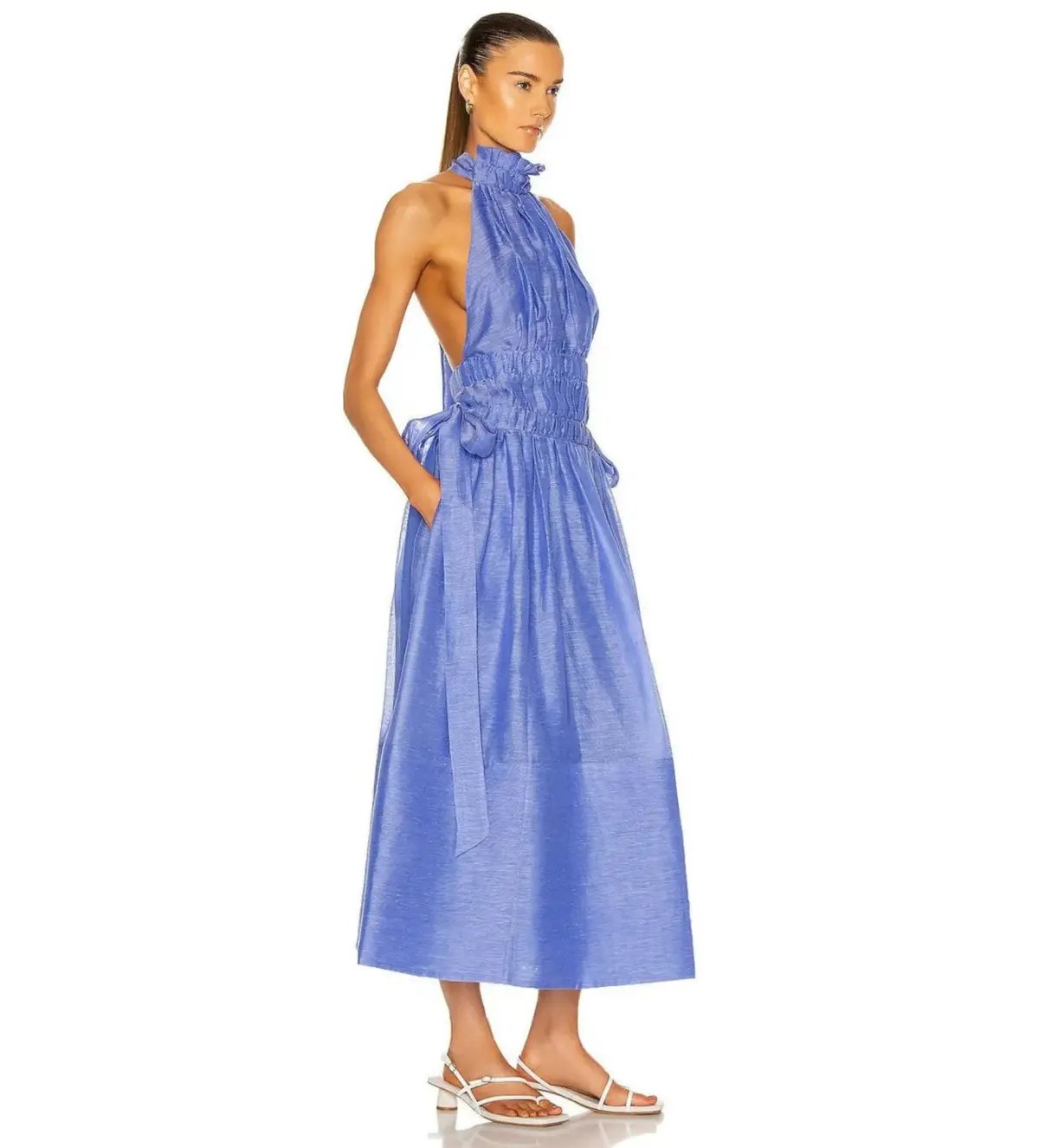Zimmermann Luminous Halter Gown Cornflower Size 2 AU 12 photo 3